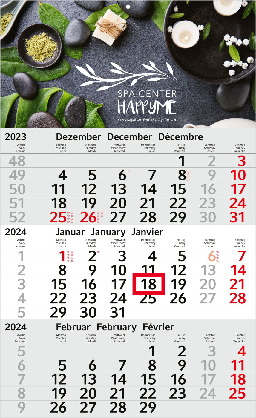 Kalender drucken für das Jahr 2024